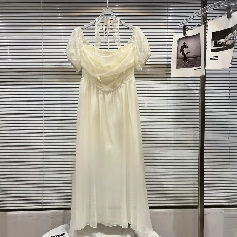 صيف جديد Sle صغير Fraance الرياح ندفة الثلج Ne معلقة مربوط الخصر ort Sve طويل Dr المرأة Faion Dr