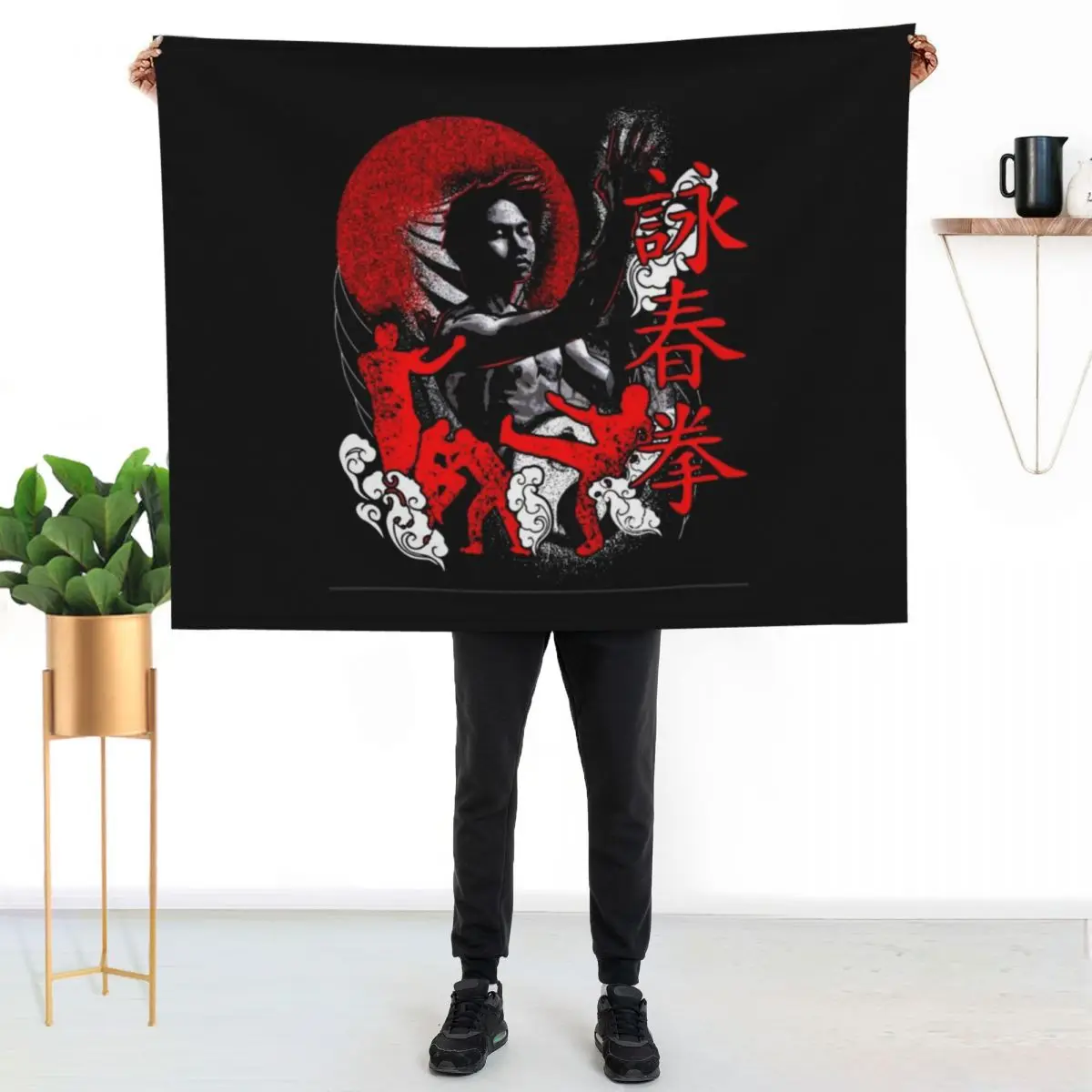 Wing Tsun Kung Fu Throw Blanket Compact Warm Blanket for Car Road Trip