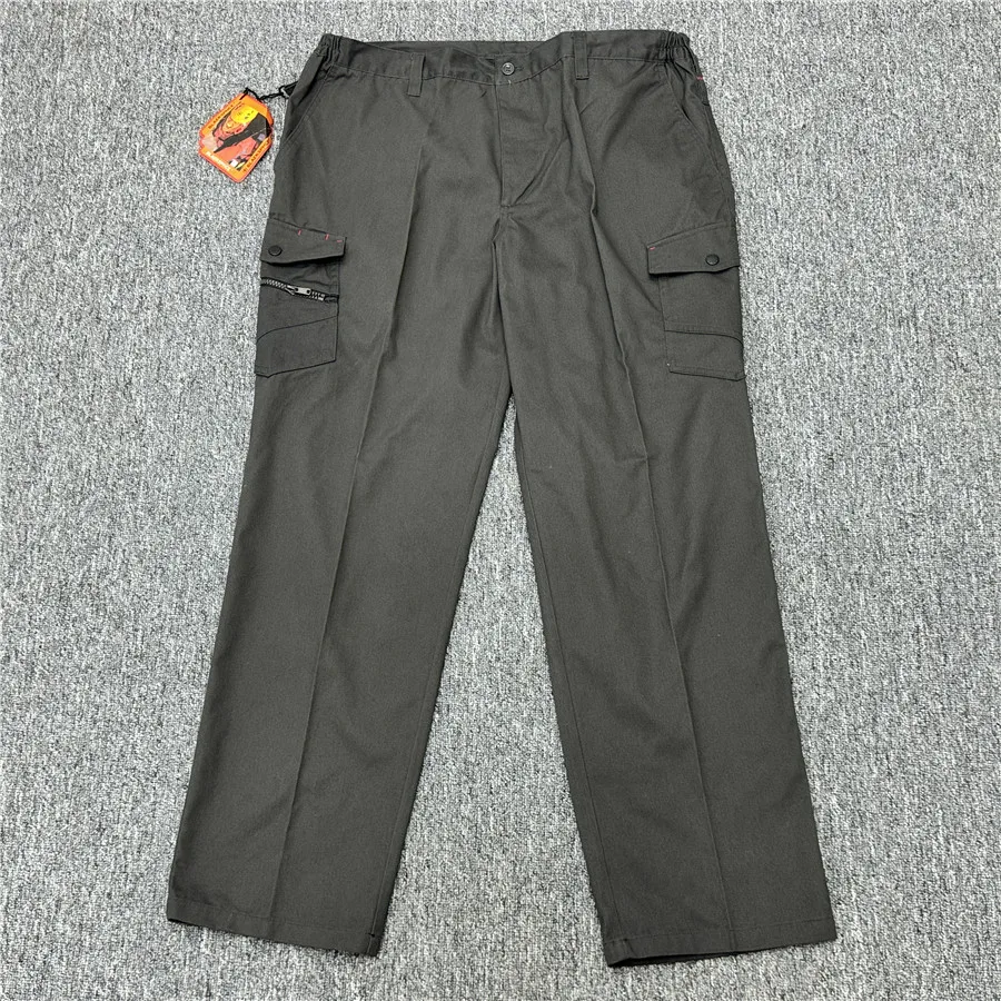 

Loose Casual Cotton Polyester Blend Work Trousers Multi-ket Outdoor Long Pants Straight Leg Pure Color Faion Ci Sle