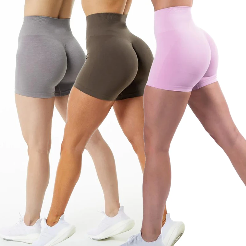 3 Pack Amplify Shorts Women Workout High Waist Yoga Shorts Butt Lifting Booty Shorts Fitness Running Sports Seamless GYM Shorts