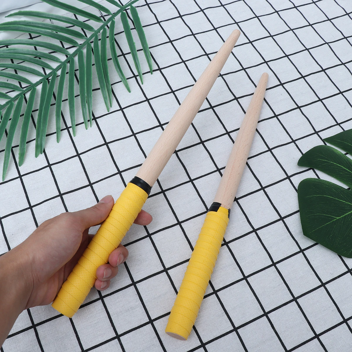 

1 Pair 35X2Cm Taiko Drumsticks Wooden Lightweight Portable Drum Sticks Rubber Handle Percussion Instruments Accessories Yellow