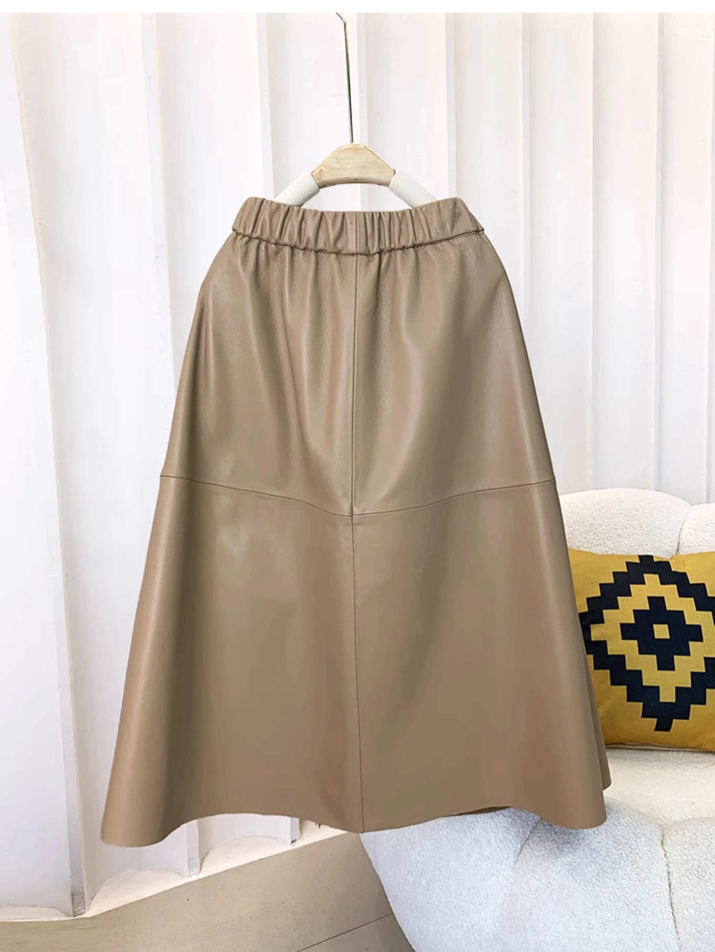 2023 Autumn Brand New Designer Fashion Women High Quality Genuie Leather High-rise Casual Skirt F022