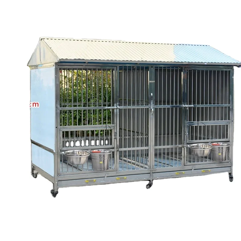 Precio de fábrica, gran oferta, perrera de Metal Heavy1, jaulas para mascotas, cuenco de alimentación de acero inoxidable y bandeja extraíble, perrera para perros