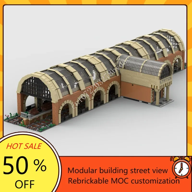 

10331PCS Moc Custom Puzzles Modular Train StationTechnical DIY Education Assembly Construction Toys For Childr Holiday Gift