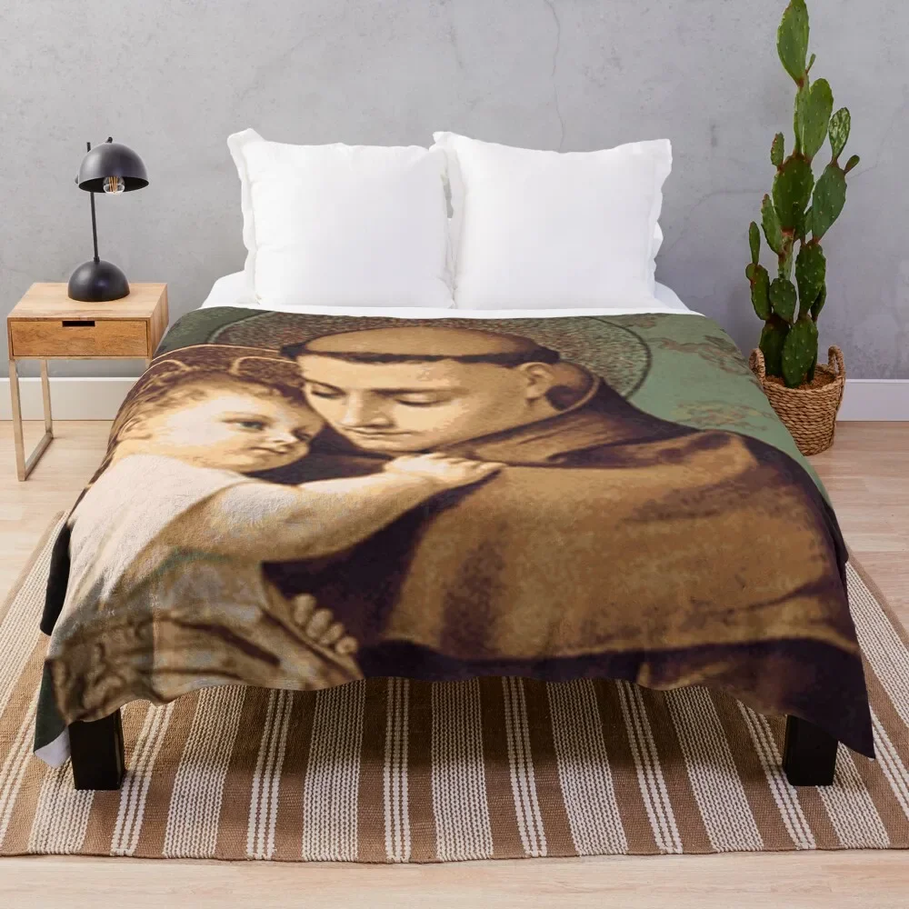 

St Anthony of Padua Throw Blanket Soft Bedroom Blanket for Night Sleeping