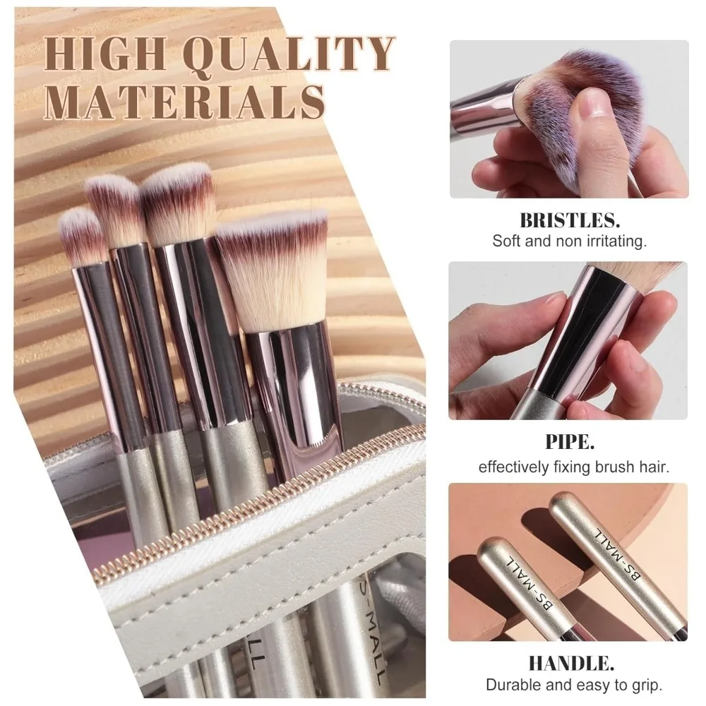 BS-MALL 14 Pcs Makeup Brushes Set with 1 Pcs Makeup Sponge – Essential Foundation Powder Concealers, Eye Shadows, Blush Makeup B