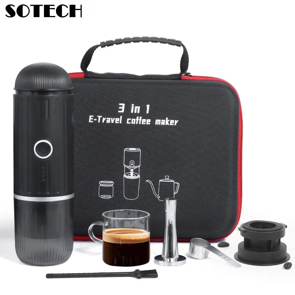 Wireless Electric Coffee Maker, Portable Coffee Machine, 2 in 1, Capsule Powder, Set Gift for Lover, Camping, Picnic