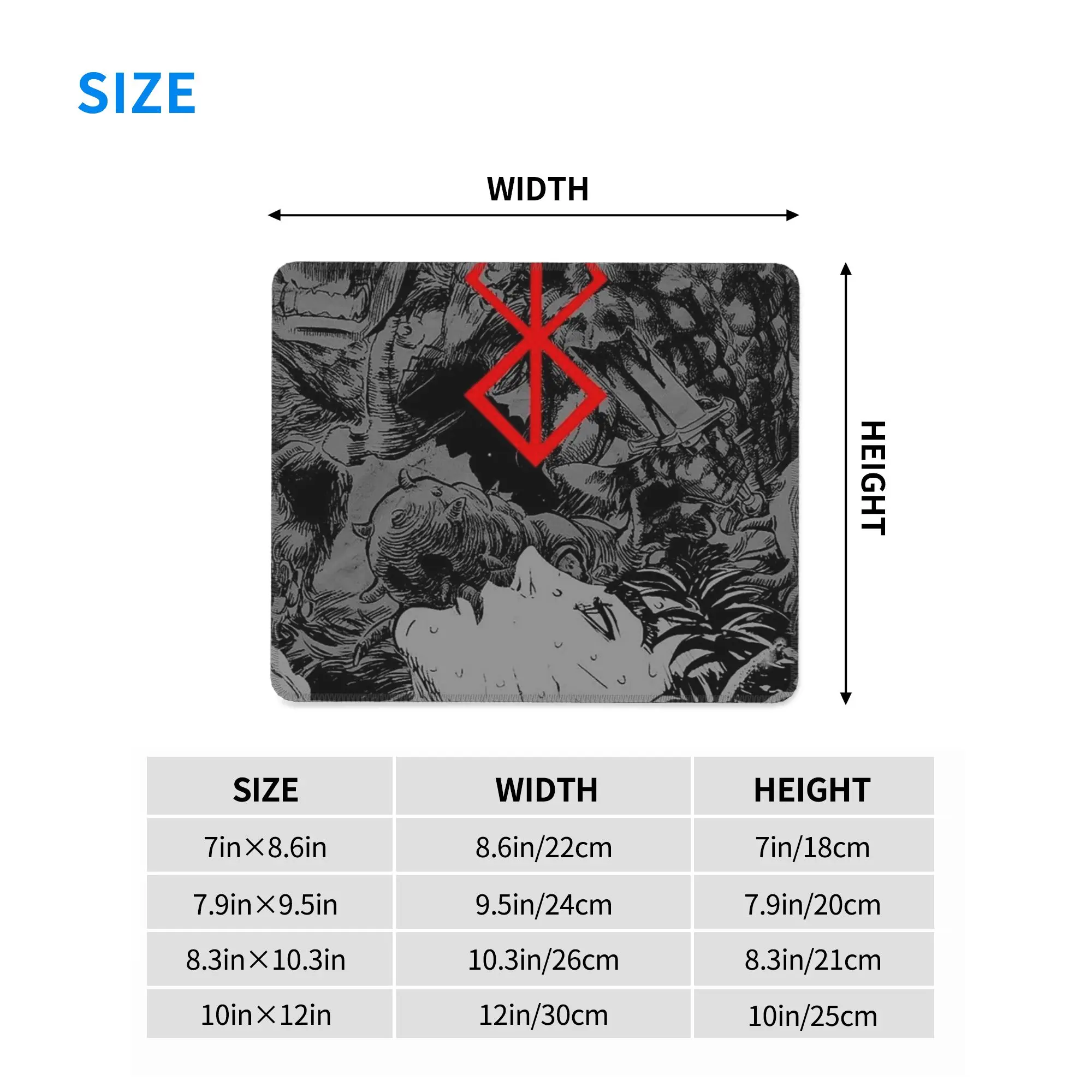 Japan Anime Berserk Swordsman Manga Guts Mouse Pad Computer Keyboard Mouse Mat Gaming PC Laptop Desk Mat Accessories Table Mats