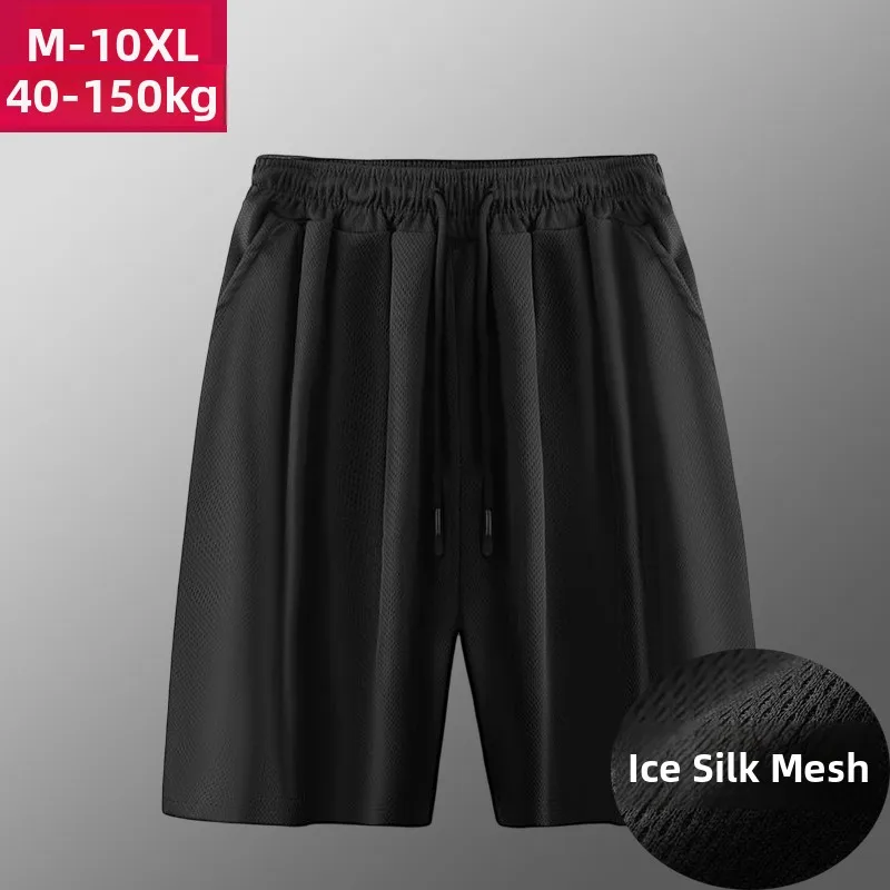 Plones Cortos de Seda de Hielo Elásticos de Talla ande para Hombre, Plones Deportivos de Malla Transpirable de Seca...