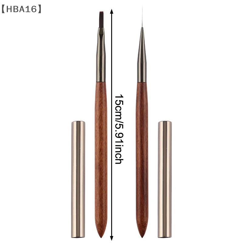 [[HBA16] عمود خشب الصندل المتين، فرشاة فنية للأظافر، فرشاة احترافية لتحديد الأظافر، قلم العلاج بالضوء، فرشاة رسم الأظافر