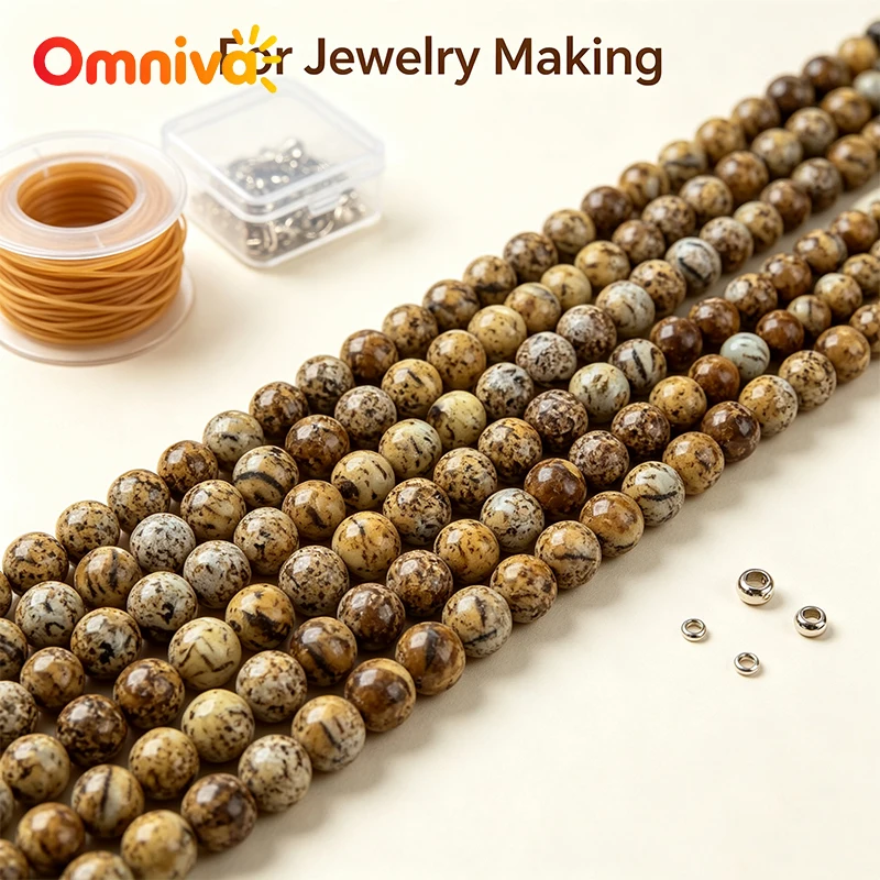 Bulk Natural Tree Bark Agate Round Loose Beads Strand Spacer Beads For DIY Bracelet Necklace Handmade Jewelry Supplies 4-12MM