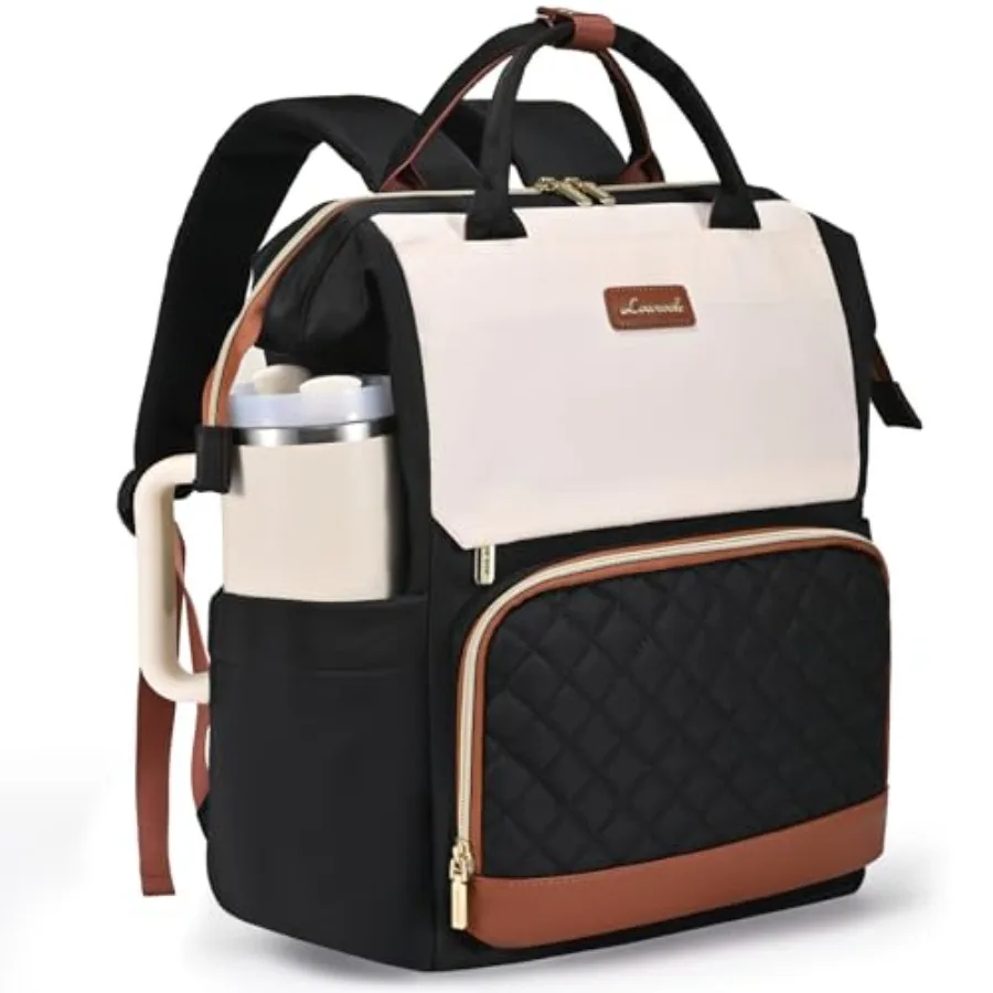 

Laptop Backpack for Women with Giant Tumbler Holder Pocket, Travel Work Bag Purse for Nurse Teacher, Waterproof Casual Daypack