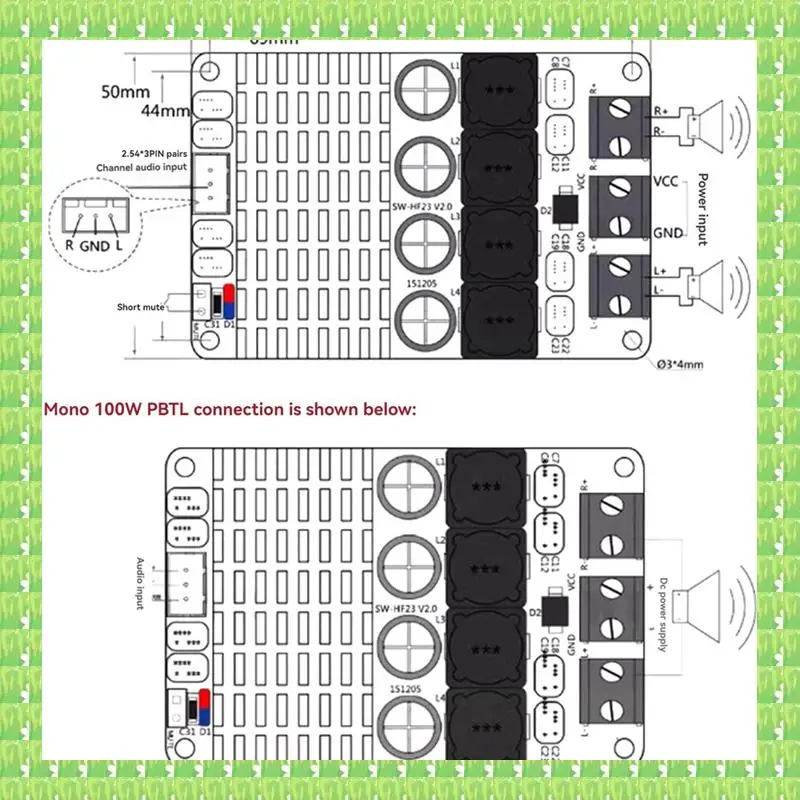 

TPA3116 Digital Putting Plate 50W*2 Digital Amplifier Board PBTL 100W Mono High Power Amplifier Module