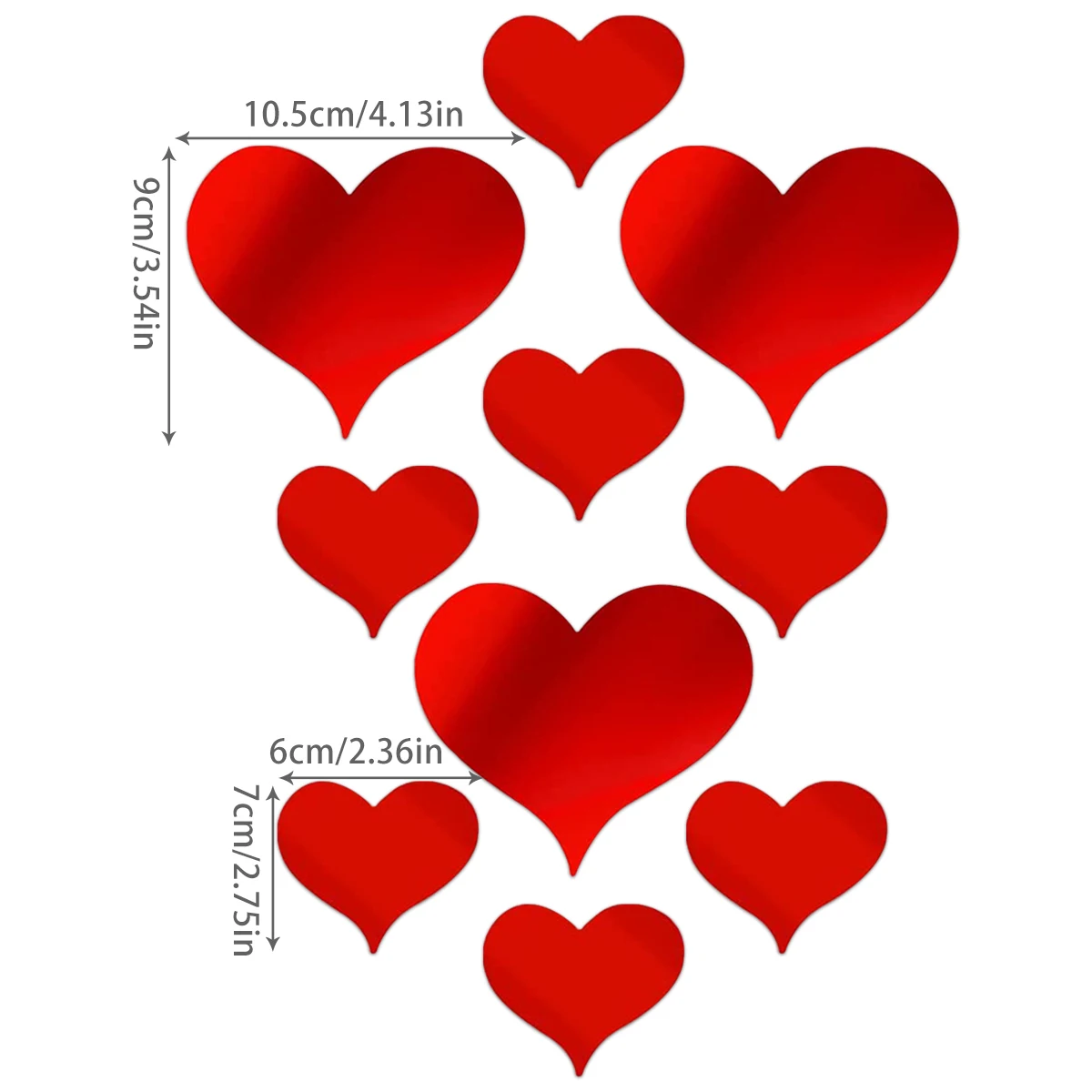 10 Pcs Love Heart Mirror Wall Stickers Acrylic 3D Heart-shaped Art Wall Decals DIY Artistic Craft Wall Decoration Home Murals