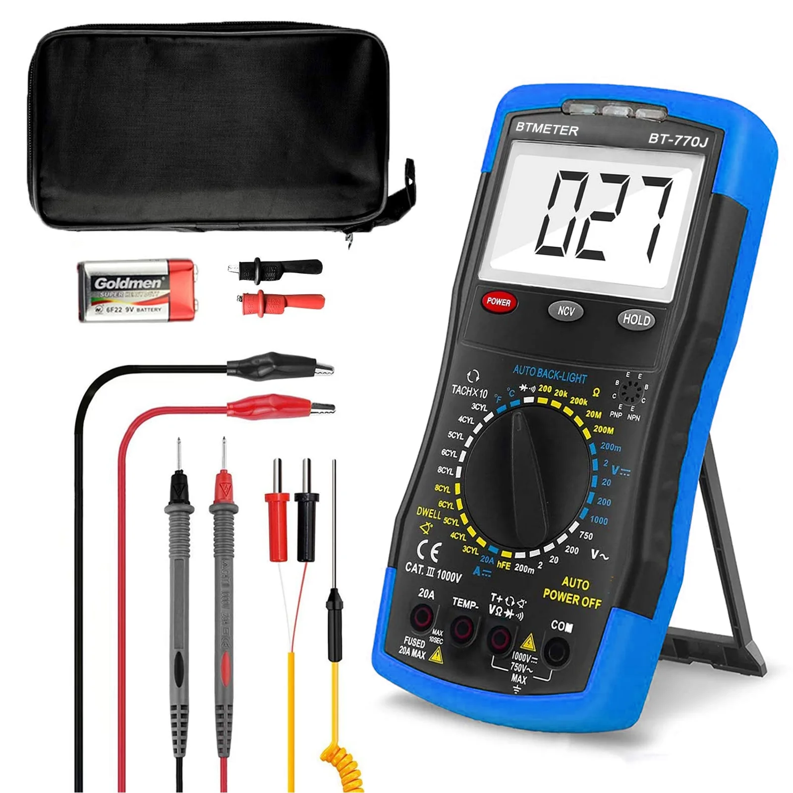 HoldPeak HP-770J True RMS Auto Ranging Digital Multimeter Meter with AC DCvoltage measurement,Measuring Resistance