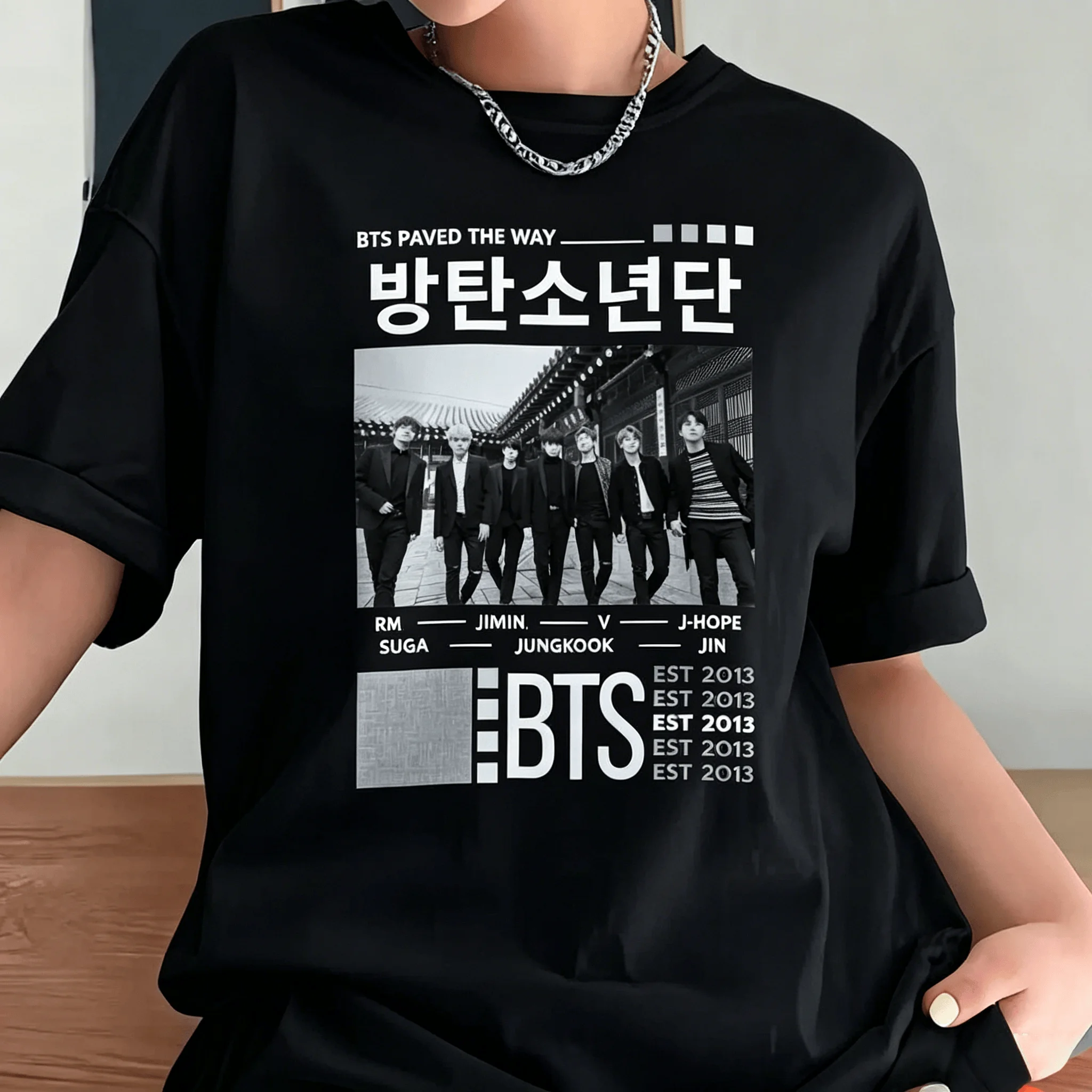 BT21 Members Cotton T-shirt Y2K Streetwear Family Matching Tee for Men Women Summer Outfit