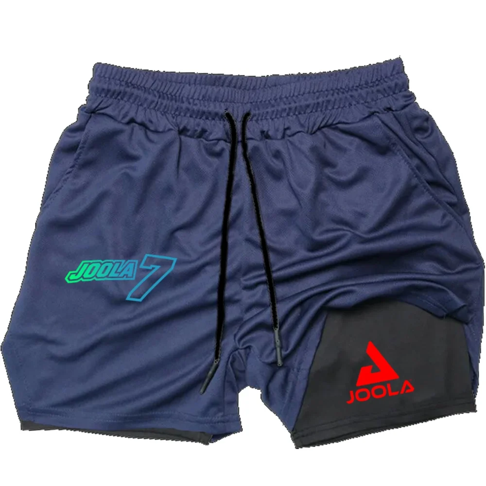 Black JOOLA 2-in-1 Shorts for Men, No.7 Print Quick Dry Running Gym Shorts with Anti-chafe Liner
