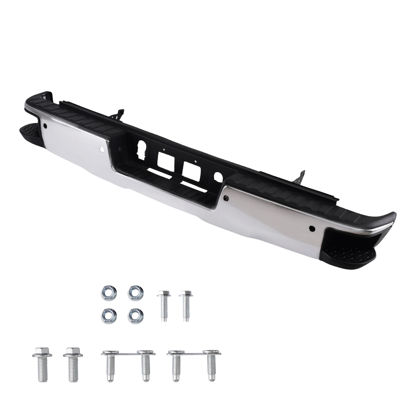 

Rear Bumper Assembly w/ Sensor Hole Chrome for Chevy Silverado/Sierra 1500 2014-2018