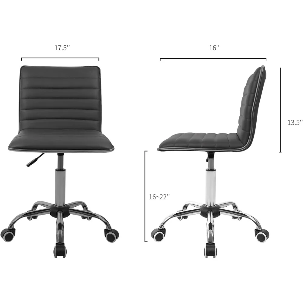 Office Chair Mid Back Task Chair Adjustable Home Computer Executive Desk Chair with 360° Swivel (Black)