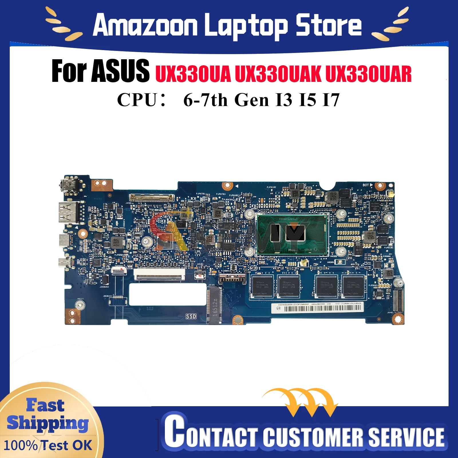 

UX330UA Laptop Motherboard For ASUS ZenBook UX330UAK U3000U UX330UA UX330U UX330UAR Mainboard W/ I3 I5 I7 CPU tests OK fast ship