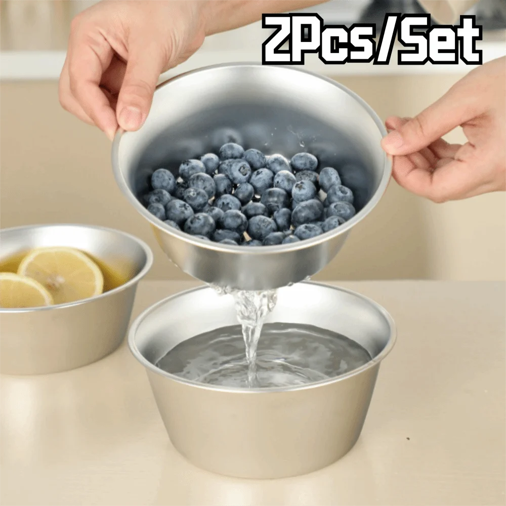 

2Pcs/Set Stainless Steel Strainer Basket Set Rust-proof Stackable Rice Colander Anti-corrosion High Temperature Resistance