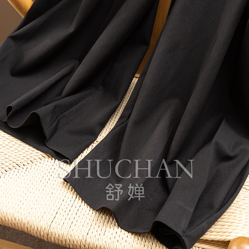 Celana Kaki Lebar Lurus Pinggang Tinggi Longgar dan Mudah Wanita 16E5 Pantalon Mujer Verano 2025 Musim Gugur