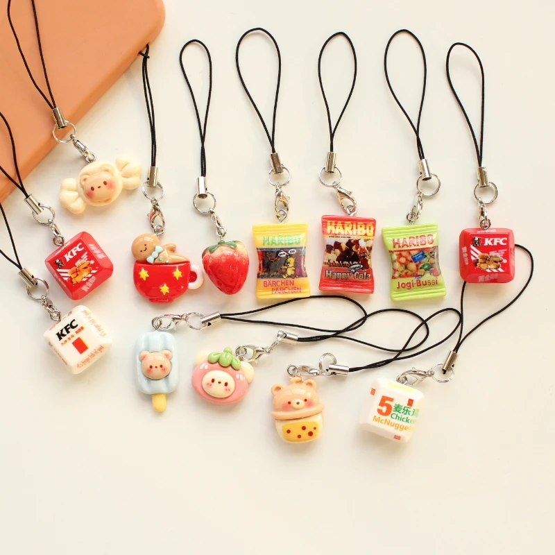 Cute Candy Animal Milk Tea Phone Pendant Samsung Huawei IPhone Mobile Case Strap Keychain Backpack Hanging Dolls Gift  Wholesale