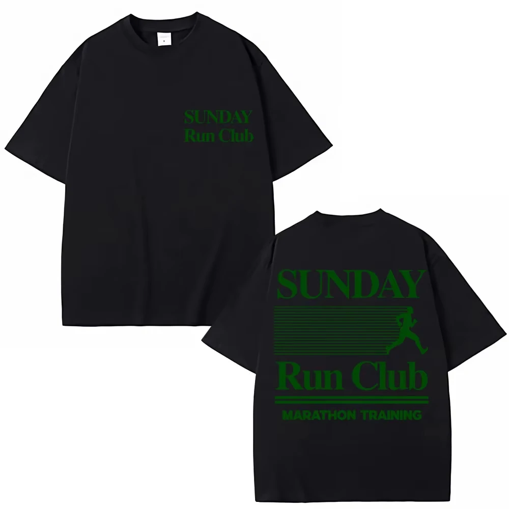 Sunday Running Club T-shirt Vintage Loose Oversized Unisex Print T-shirts for Men Women Fashion Hip Hop Casual Streetwear soft