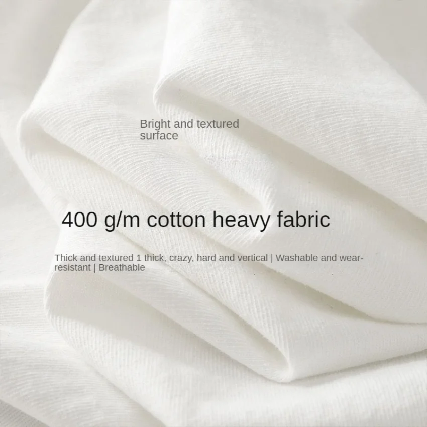 Four Needle 400gsm Double Yarn Cotton 400g Heavy Duty Short Sleeve T-shirt for Men Women Summer American Vintage Cotton Top