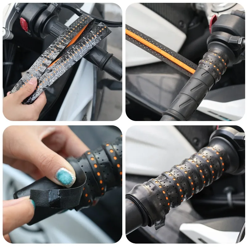 สายรัดแฮนด์มอเตอร์ไซค์แบบนุ่มกันกระแทก 1/2 ชิ้น สายรัดแฮนด์จักรยานแบบนุ่ม PU ทนทาน ป้องกันการกระแทก