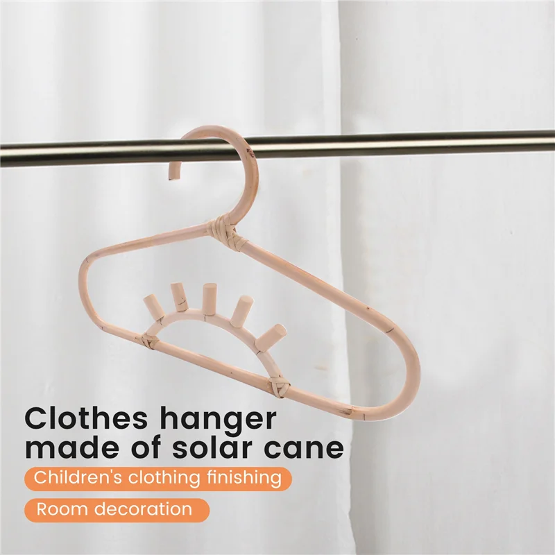 

ABWP-Rattan Clothes Hanger Kids Garments Organizer Rack Children Hanger Kids Room Decoration Hanger For Clothes