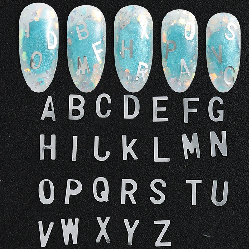Paillettes argentées brillantes mélange de formes étoile lettre ongles paillettes tranche Nail Art autocollants décalcomanies manucure Paillette breloques