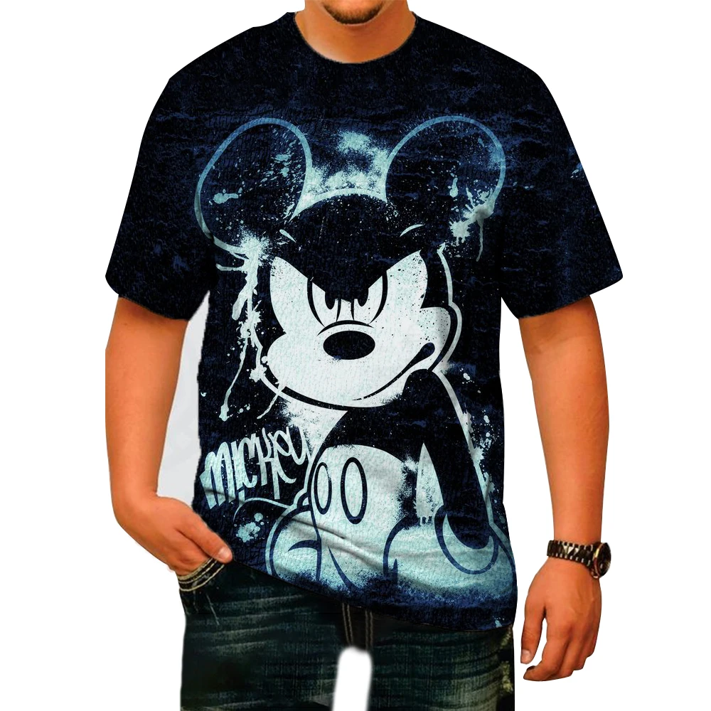 Men Disney Mickey Mouse Print T-Shirt Summer Men\'s Street Fashion Casual Sports Loose O Neck Quick Dry Short Sleeve Clothing Kid