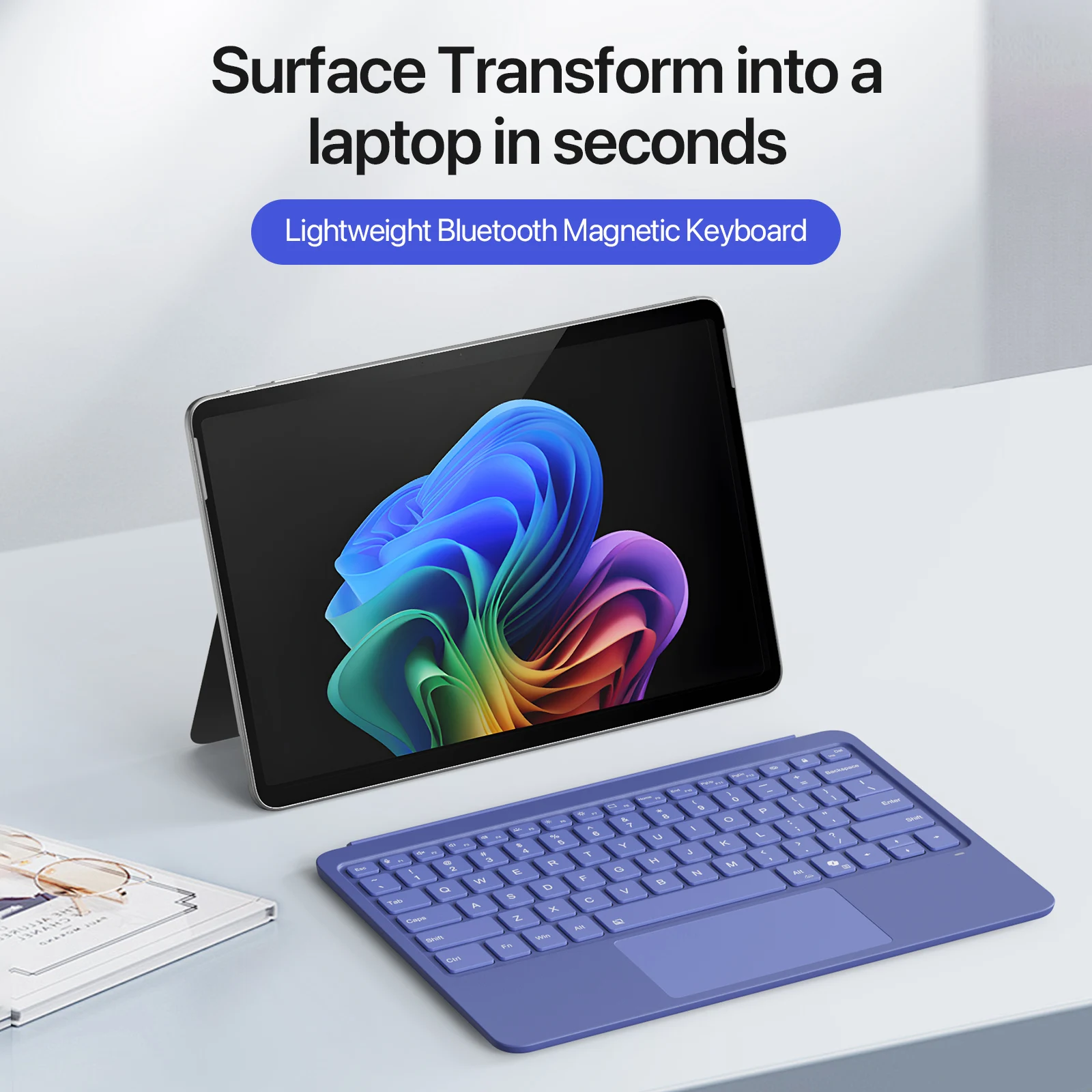 

2025 New Upgraded Bluetooth Keyboard for Microsoft Surface Pro 12, RGB Backlit, Touchpad, Magnetic Connection, Type-C Charging