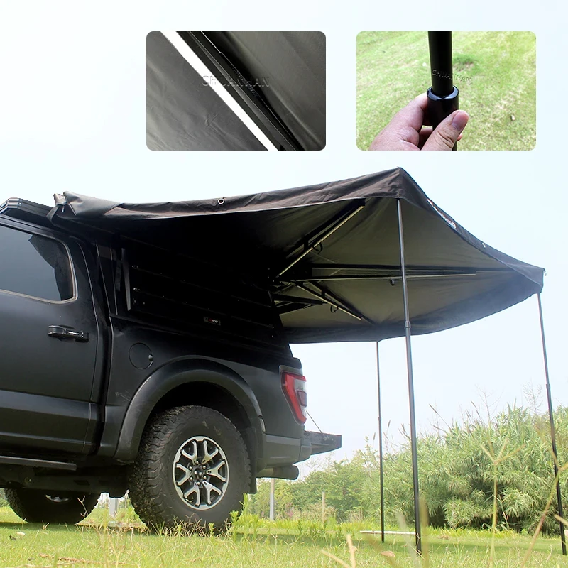 High Quality Custom Retractable Camping 270 Degree Car Roof Freestand Foxing 270 Degree Awning Car Canopy Awning