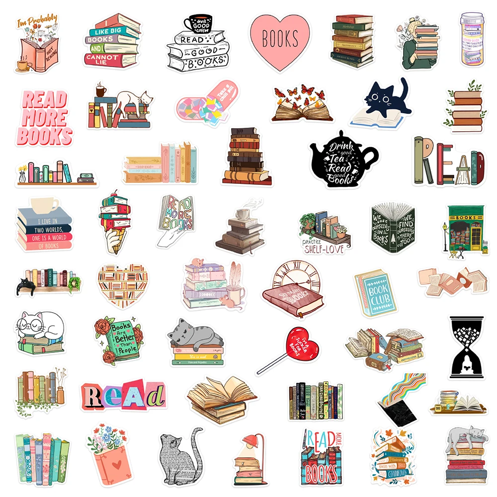 10/30/50Pcs Book Reading Diary Stickers Funny DIY Scrapbook Notebook Phone Laptop Guitar Luggage Graffiti Sticker Decals Toy