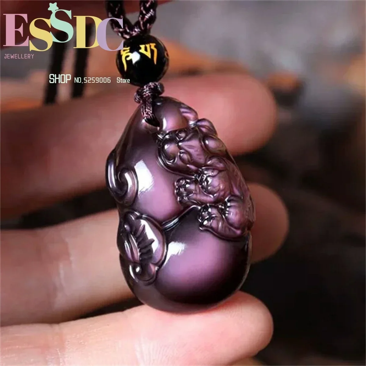 High Quality Natural Ice Rainbow Eye Obsidian Lucky Pixiu Pendant Fortune Safety Crystal Necklace for Men and Women Wholesale