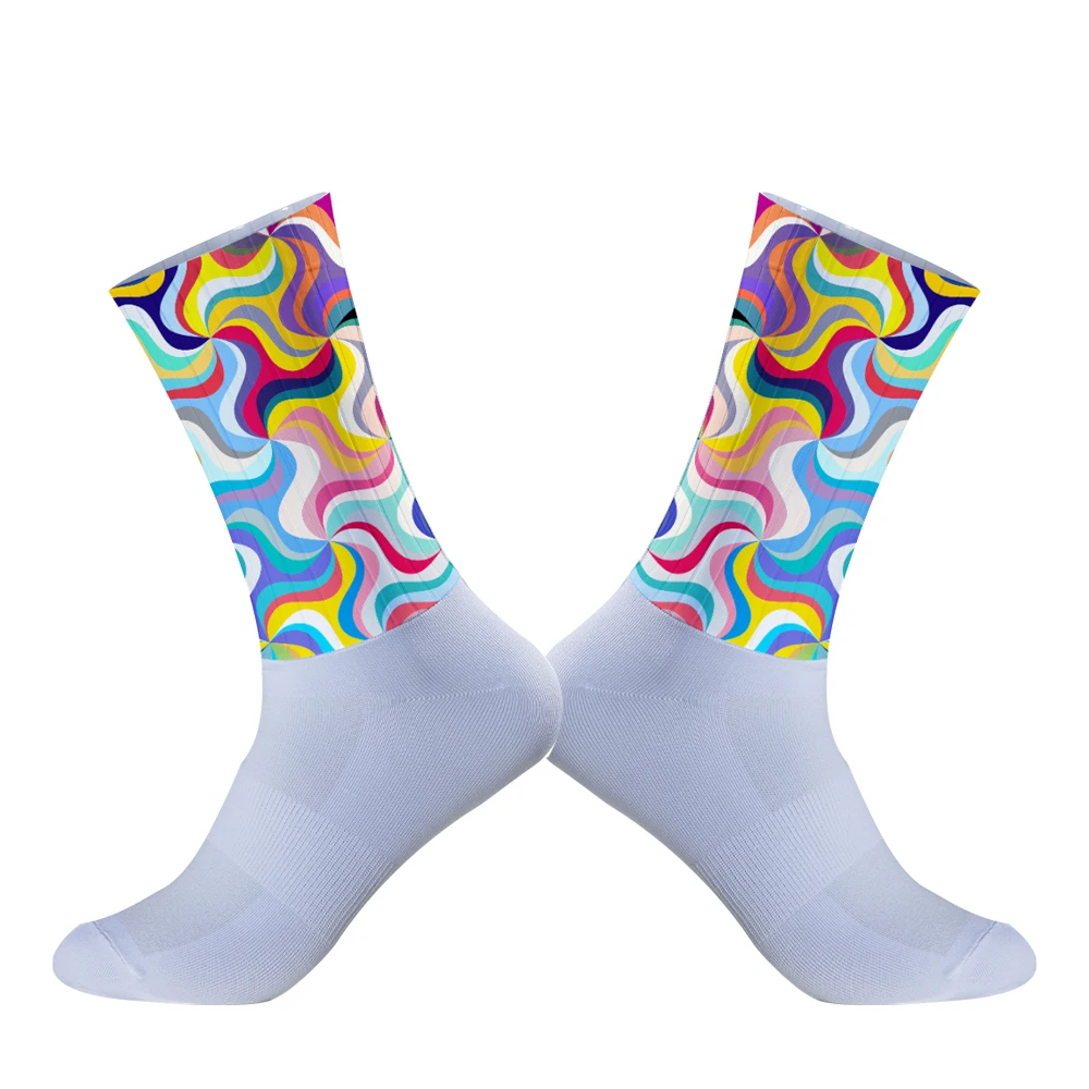 Chaussettes de sport coordonnantes en silicone pour homme, accessoire de cyclisme, de vélo, de course, nouvelle collection 2024