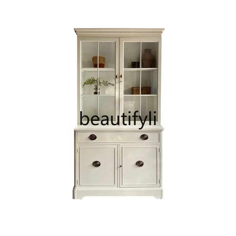 Cream Baijiu Cabinet High-end Edge Decorative Cabinet Nanyang Style Display Cabinet