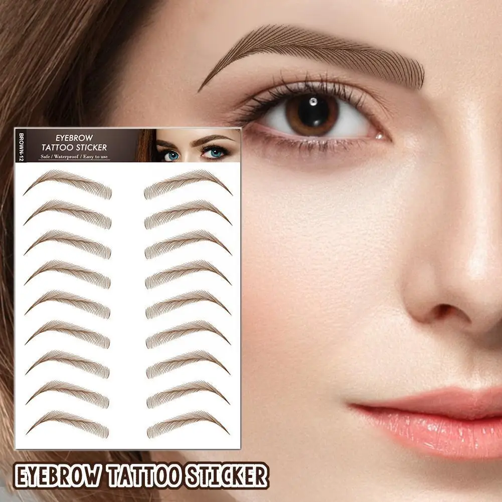 Autocollants de Tatouage Authentique pour les Yeux, Faux Cosmétiques, Sourcils Durables, Waterpro G6X5, 9 Paires/Feuille