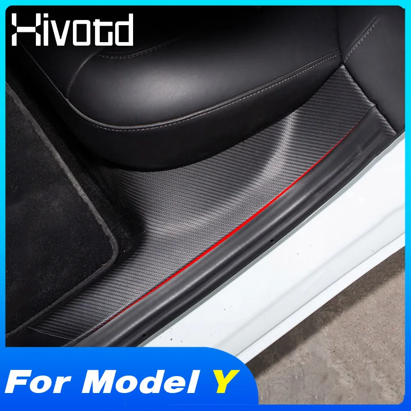 

Car Door Sill Pedalboard Rear Bumper Sticker Scuff Guard Cover Interior Decoration Accessories For Tesla Model Y 2022-2021 Parts