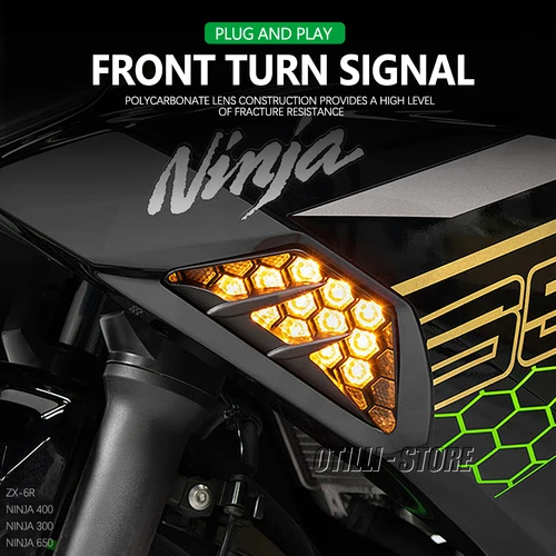 Imagen 2 del producto Nuevo 1 par de luces LED de intermitente para motocicleta, lámpara intermitente para Kawasaki NINJA 300 400 650 1000 ZX6R ZX-6R 2013 - 2023