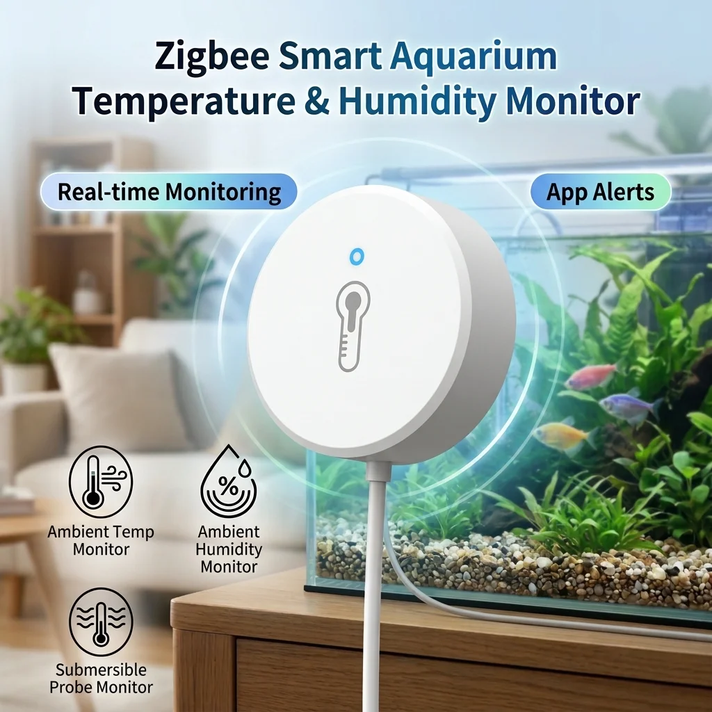 NTC Temperature Humidity Sensor with Probe Liquid Temperature Detection For Indoor and Outdoor Work with Smart Life Tuya Hub Z2M