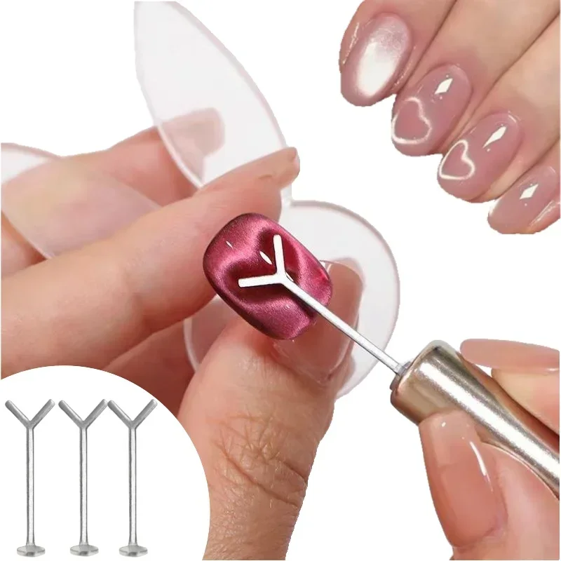 Aimant œil de chat en forme de cœur, outil d'art des ongles magnétique en forme de Y pour vernis Gel à faire soi-même, crée des motifs d'amour romantiques, 1 à 80 pièces