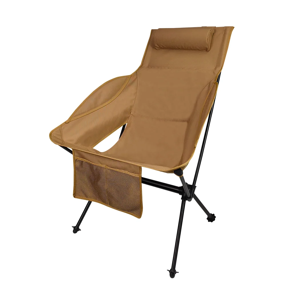 

Quality Portable Folding Sports Camping Chair High Back Khaki Pillow Chair Comfortable Folding Beach Chair Outdoor