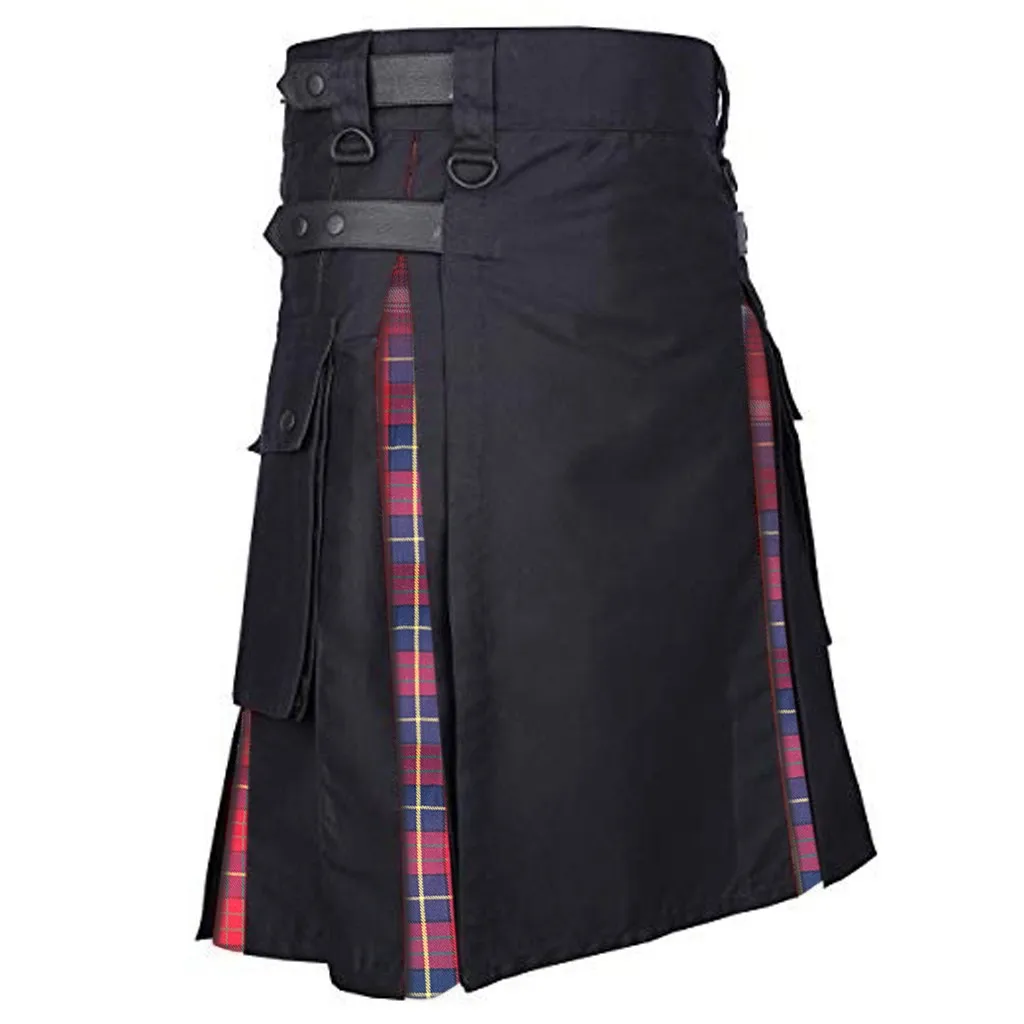 Herren Vintage Schottland Gothic Mode Kendo Taschenröcke Schottische Kleidung Schlafzimmer