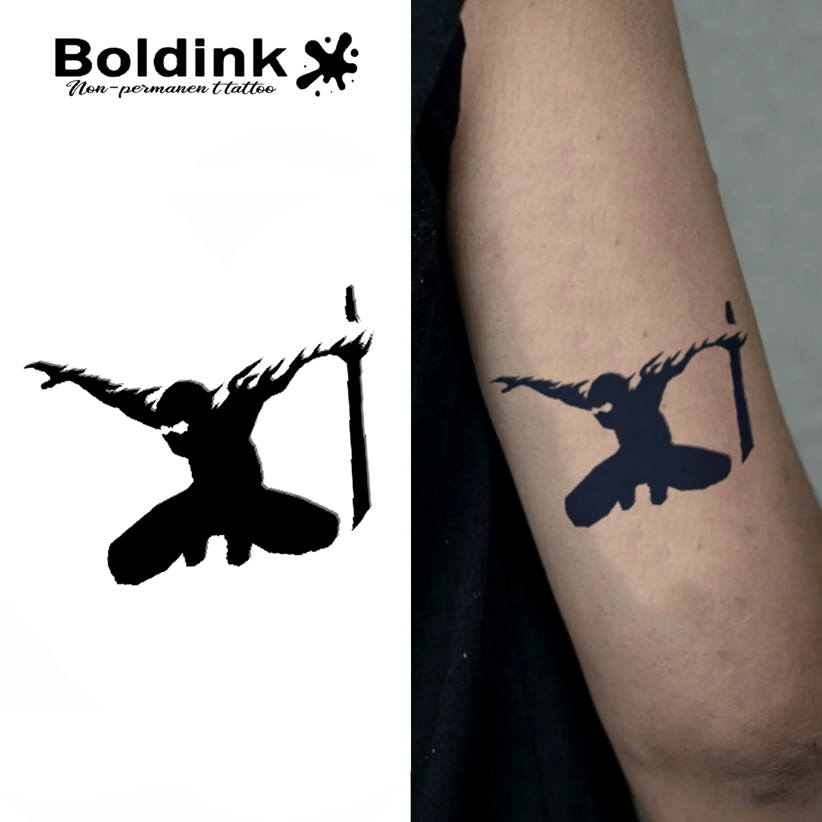 

Boldink Warrior Silhouette Temporary Tattoo,Lasts To 15 Days New Technology Magic Waterproof Semi Permanent Sticker.