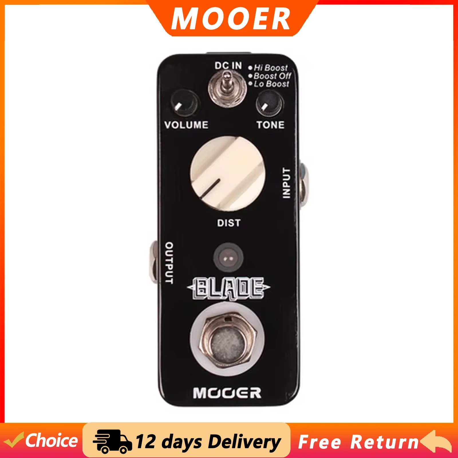 MOOER Blade Guitar Metal Distortion Effect Pedal True Bypass 3 Modes Hi/Lo/Off Boost Pedal Electric Guitar Parts & Accessories