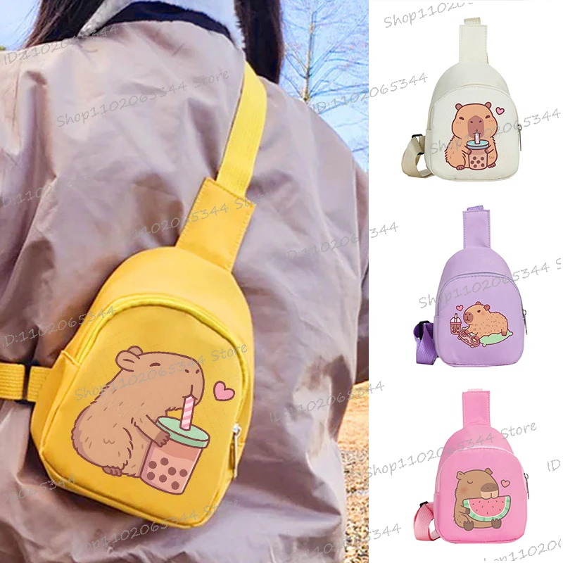 

Новые детские нагрудные сумки Capybara, модные синие, белые, розовые, фиолетовые, повседневные, уличные, универсальные, через плечо, сумка на плечо