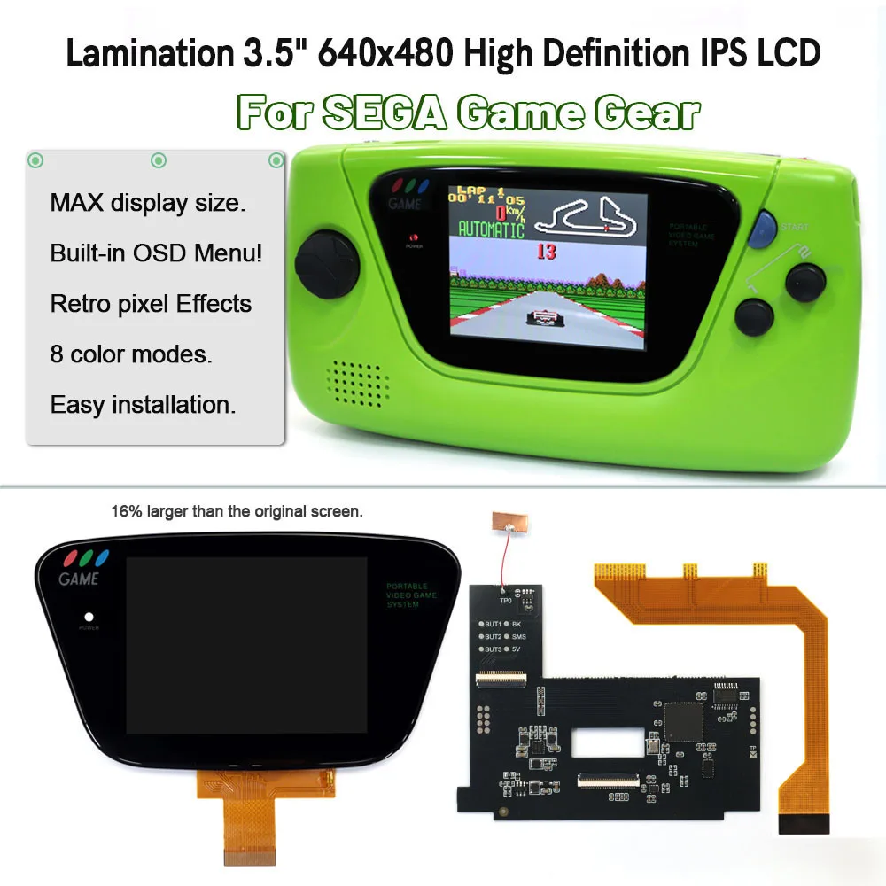 USBC Rechargeable Lithium Battery For Sega GG  backlight  LCD kit IPS Laminated LCD screen  dipslay For SEGA Game Gear  Housing view 5